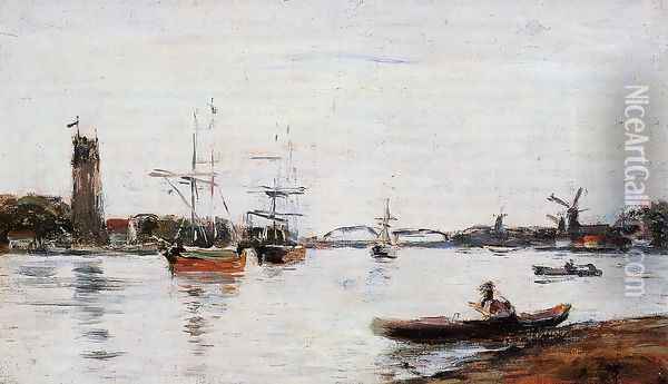 La Meuse at Dordrecht Oil Painting - Eugene Boudin