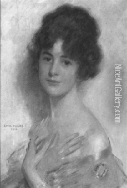 Portrait Of Mrs. E. J. Nolan Oil Painting - Emile Fuchs
