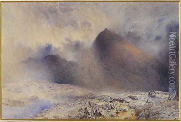 Mount Snowdon through Clearing Clouds Oil Painting - Alfred William Hunt