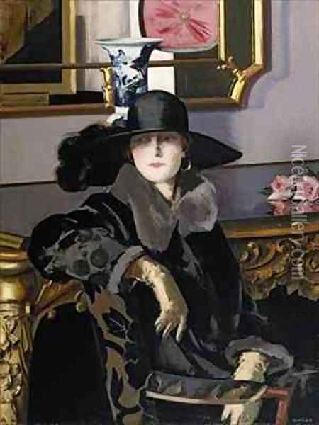 A Lady in Black Oil Painting - Francis Campbell Boileau Cadell