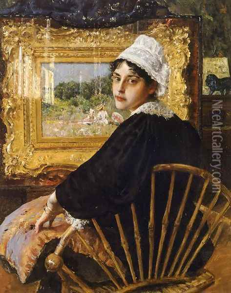 A Study aka The Artist's Wife Oil Painting - William Merritt Chase