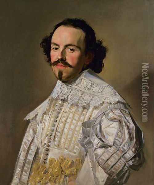 Gentleman in White Oil Painting - Frans Hals