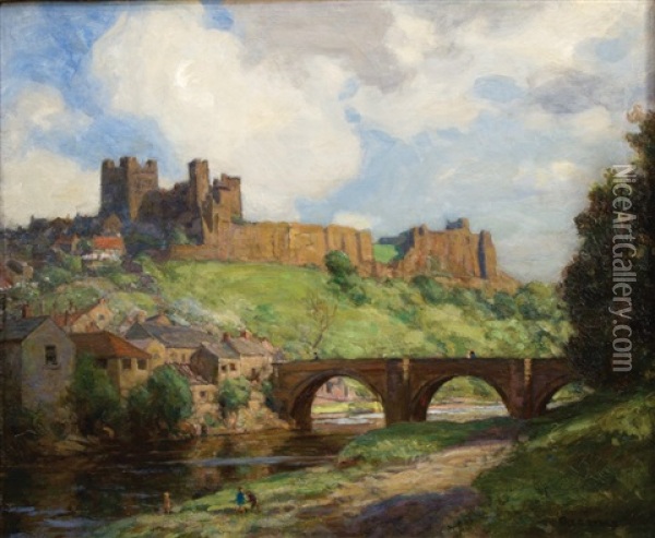 A View Of Richmond Castle, Yorkshire Oil Painting - Frederick Stead