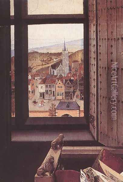 The Virgin and Child before a Firescreen (detail) 1430 Oil Painting - Robert Campin