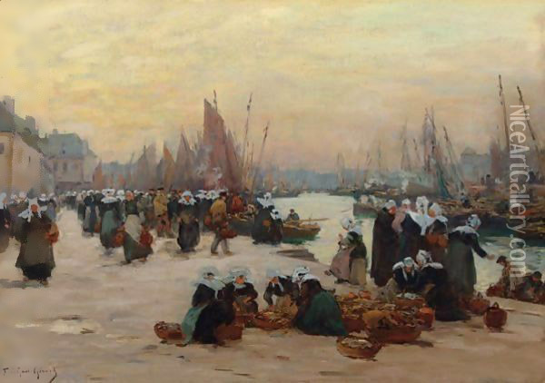 Port Scene In Brittany Oil Painting - Fernand Marie Eugene Legout-Gerard
