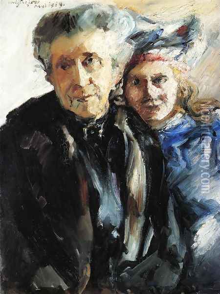 Grandmother and Granddaughter Oil Painting - Lovis (Franz Heinrich Louis) Corinth