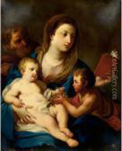 The Holy Family Together With Saint John Oil Painting - Sebastiano Conca