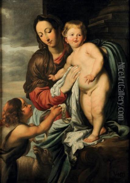 La Vierge A L'enfant Avec Saint Jean-baptiste Oil Painting - Sir Anthony Van Dyck