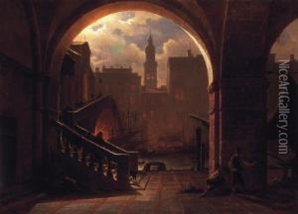 The Rialto Bridge In Venice Oil Painting - Ludwig Mecklenburg