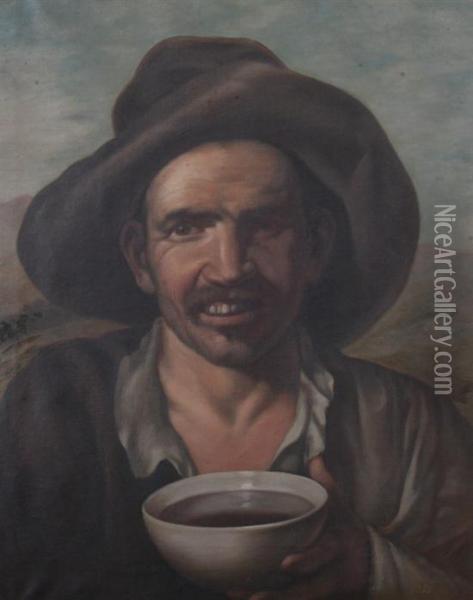 Detail From 'los Borrachos' Oil Painting - Diego Rodriguez de Silva y Velazquez