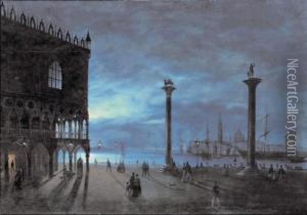 Notturno A Venezia Oil Painting - Ippolito Caffi