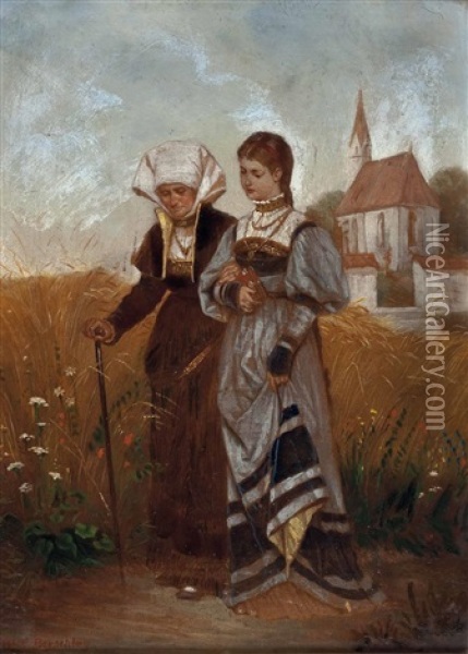 Am Heimweg Von Der Kirche Oil Painting - Robert Julius Beyschlag