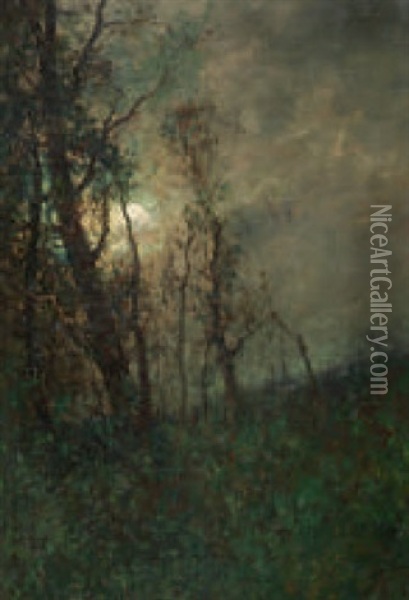 Waldlandschaft Bei Mondschein Oil Painting - Louis Alexandre Bouche