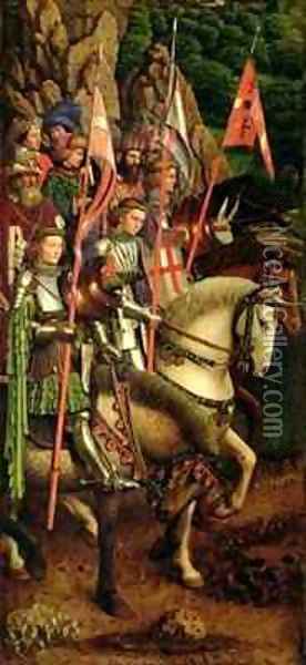 The Just Judges and the Knights of Christ 2 Oil Painting - Hubert & Jan van Eyck
