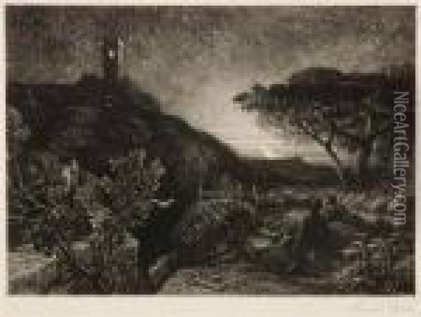 The Lonely Tower Oil Painting - Samuel Palmer
