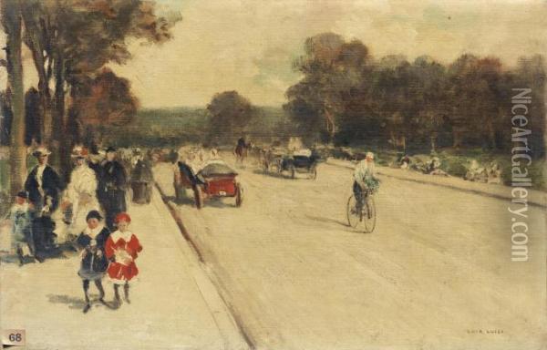 La Promenade, Avenue Du Bois De Boulogne A Paris Oil Painting - Aloys Francois Joseph Loir