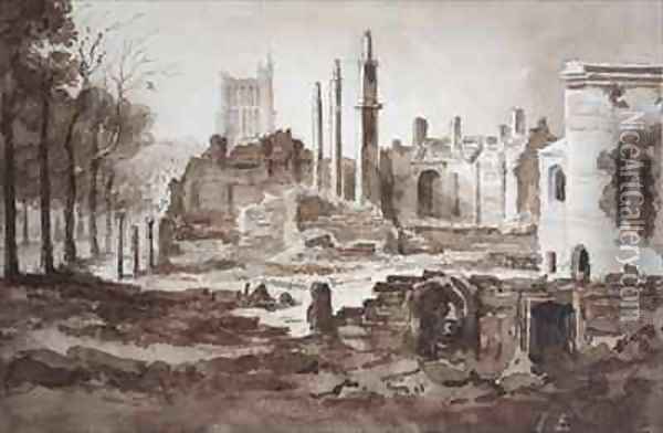 The Ruins of the Customs House Bristol Oil Painting - The Rev. John Eagles