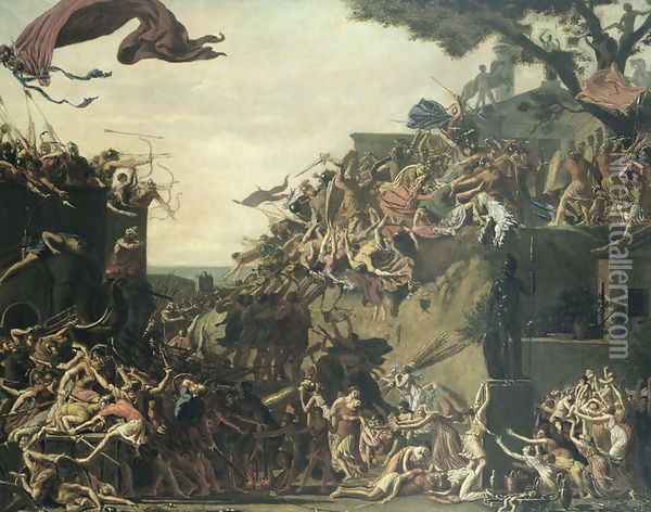The Siege of Sparta by Pyrrhus 319-272 BC 1799-1800 Oil Painting - Jean-Baptiste Topino-Lebrun