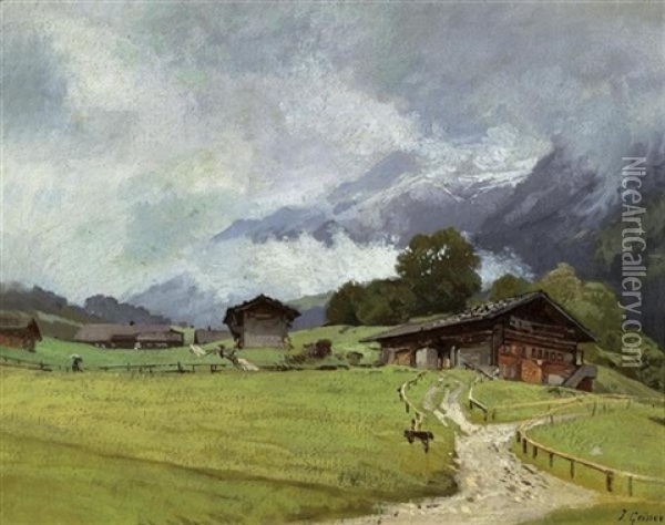 Auf Der Alp Oil Painting - Johann-Joseph Geisser