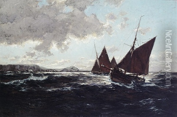Fischerboote Vor Der Kanalkuste Oil Painting - Erwin Carl Wilhelm Guenther