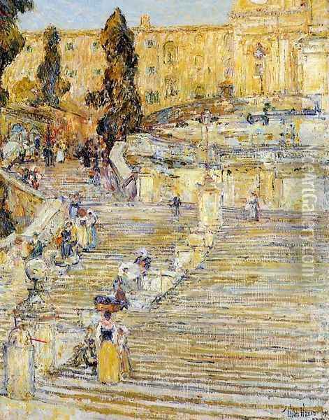 The Spanish Steps, Rome Oil Painting - Childe Hassam