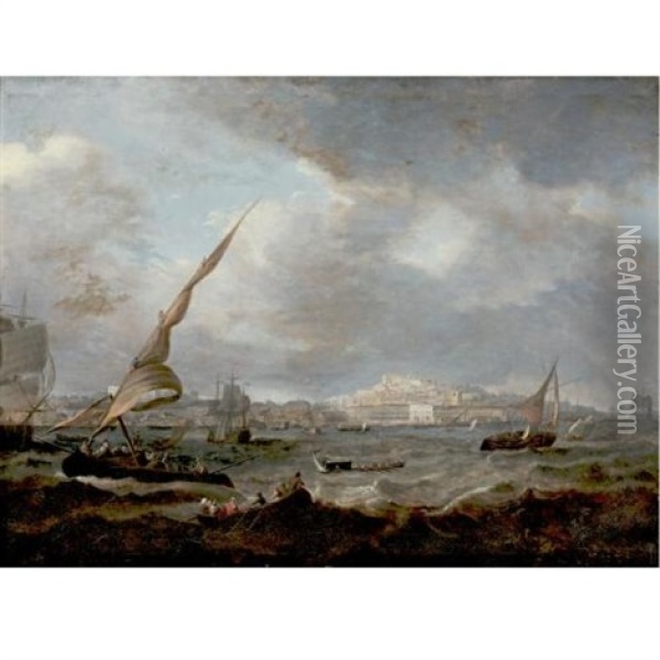 A View Of Lisbon Oil Painting - Jean Baptiste Pillement