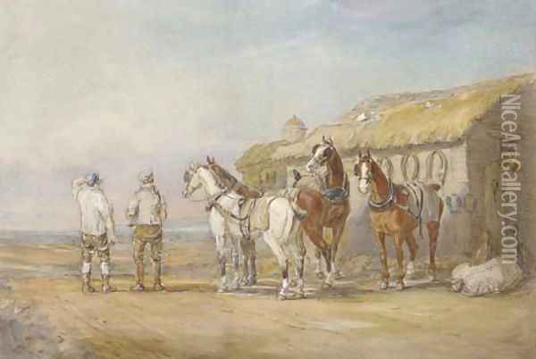 A change of horses Oil Painting - Charles Cooper Henderson