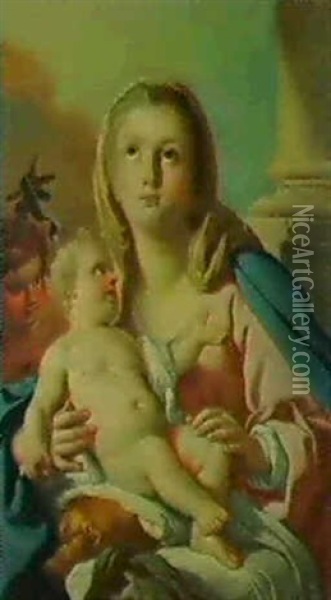 The Virgin And Child With Saint John Oil Painting - Francesco de Mura