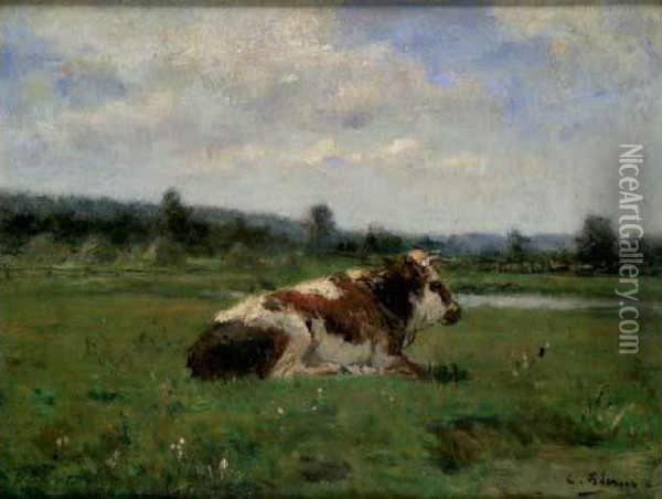 Vache Dans Un Paturage Normand Oil Painting - Charles Francois Pecrus