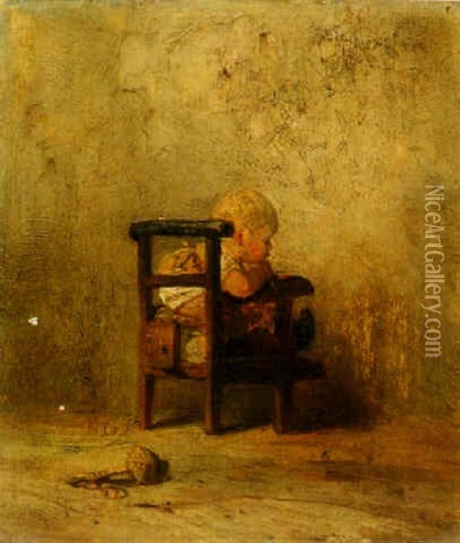 Kleinkind Auf Einem Kinderstuhl Oil Painting - Karl Girardet