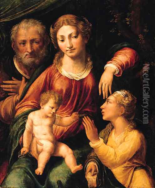 The Mystic Marriage of Saint Catherine Oil Painting - Girolamo da Carpi