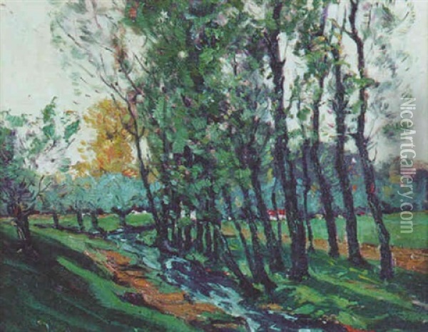 Landscape With Stream Oil Painting - William A. Harper