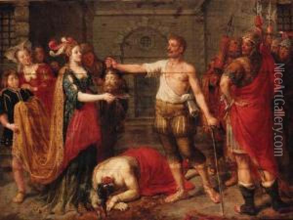 Salome Presented With The Head Of Saint John The Baptist Oil Painting - Pieter van Lint