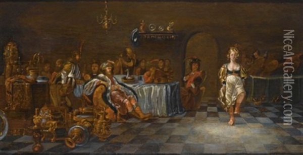 Herod's Feast Oil Painting - Pieter Pietersz Vromans the Elder