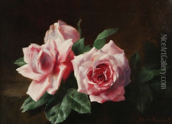 Les Deux Roses Oil Painting - Edward van Ryswyck