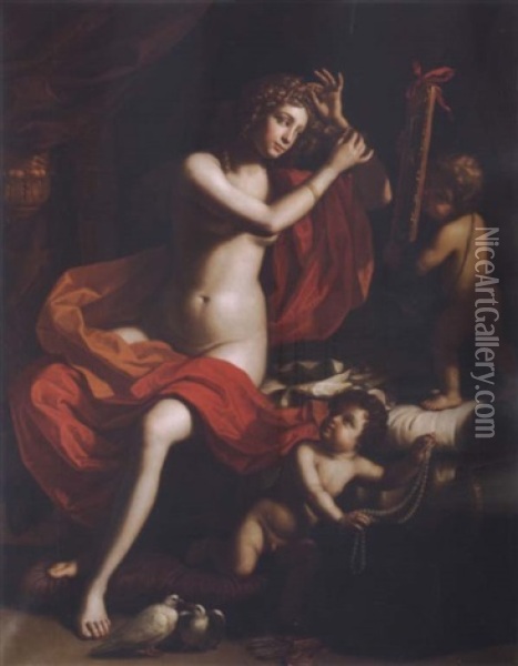 Venus At Her Toilet Oil Painting - Benedetto Gennari the Younger