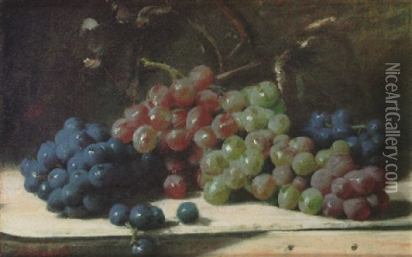 Still Life With Grapes Oil Painting - Joseph Decker
