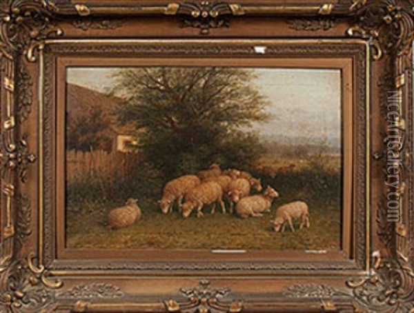 Landscape With Sheep Oil Painting - George Riecke
