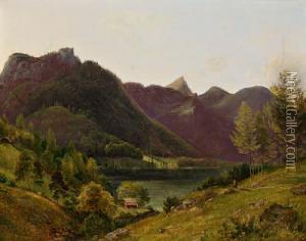 Blick Auf Den Nuss - See Bei Bad Ischl Oil Painting - Franz II Steinfeld