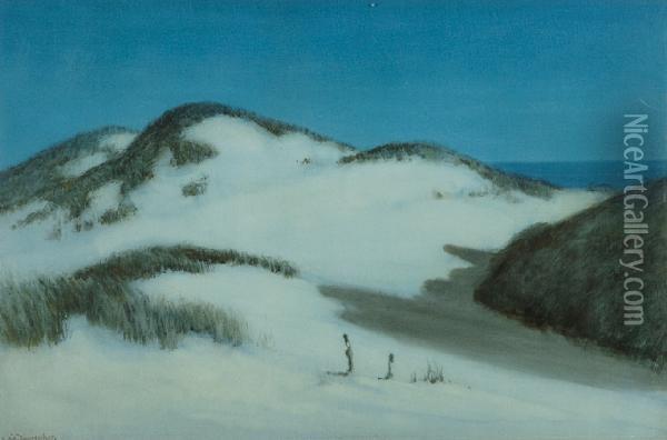Moonshadows Across Sand Dunes Oil Painting - Albert Moulton Foweraker