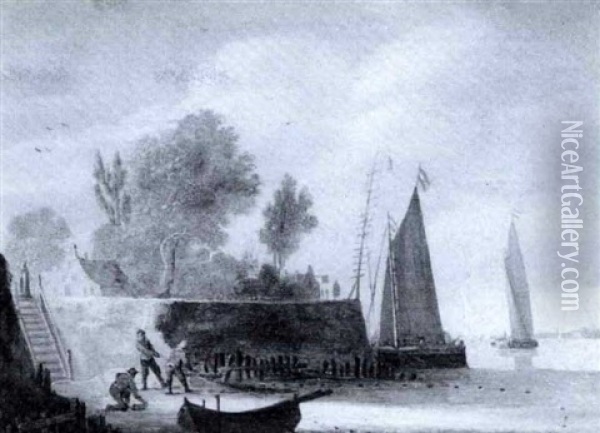 Hollandische Flusslandschaft Mit Reicher Bootsstaffage Oil Painting - Salomon van Ruysdael