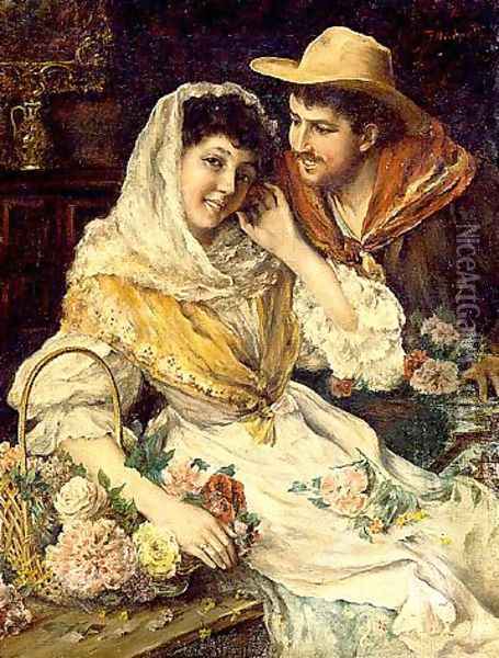 Courting Couple Oil Painting - Federico Andreotti