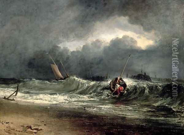 Fishermen upon a lee-shore in squally weather Oil Painting - Joseph Mallord William Turner