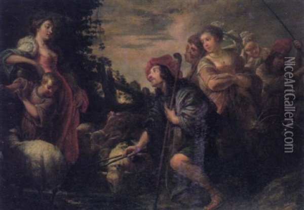 Rebecca At The Well Oil Painting - Caspar de Crayer