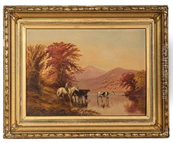 River Crossing Oil Painting - Samuel P. Dyke