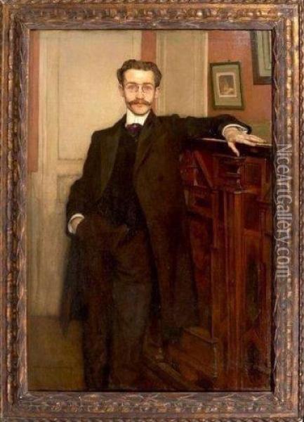 Portrait De Benjamin Landowski Oil Painting - William J.E.E. Laparra