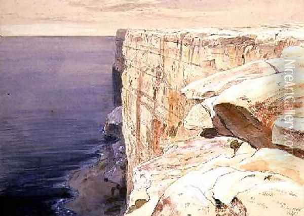 The Rocks near Garf Hasan Malta Oil Painting - Edward Lear