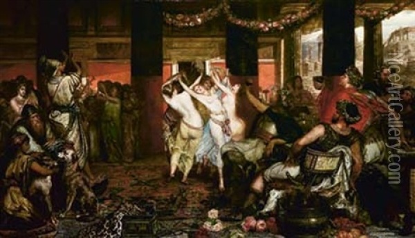 Danse Orientale Dans Un Palais De La Rome Antique Oil Painting - Friedrich August Fraustadt