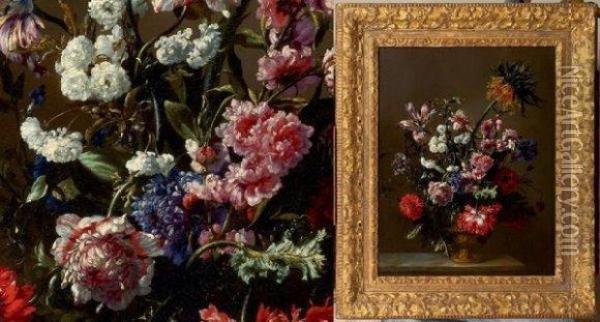 Des Anemones Doubles, Tulipes, OEillets, Pavot, Giroflee Et Couronneimperiale Oil Painting - Charles Gilles Dutillieu