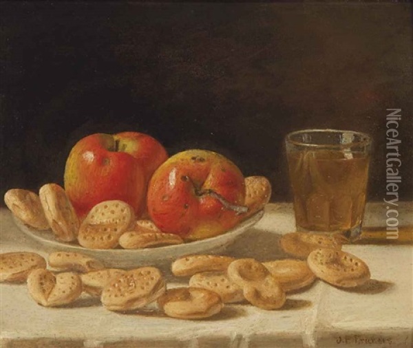 Apples And Biscuits Oil Painting - John F. Francis